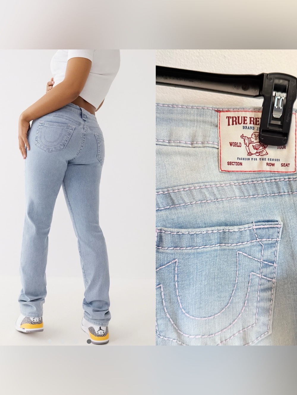 NWT True Religion Billie Mid Rise Light Wash Baby Pink Straight Jeans 28 Viral